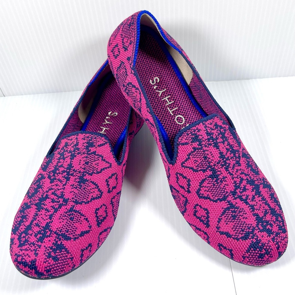 Rothy's -The Loafer - RETIRED Fuchsia Navy Snake- Limited Edition Size 6.5
